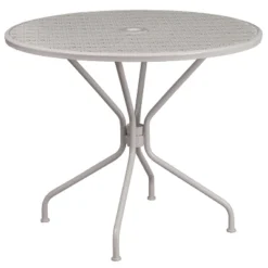 Flash Furniture Oia Commercial Grade 35.25" Round Indoor-Outdoor Steel Patio Table With Umbrella Hole -Flash Furniture GUEST ea7b216b cd26 40bf a393 c64eb709971e