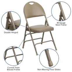 Flash Furniture 4 Pack HERCULES Series Extra Large Ultra-Premium Triple Braced Metal Folding Chair With Easy-Carry Handle -Flash Furniture GUEST eaf33271 d05b 4abb b375 1c82b52d426a