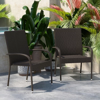 Flash Furniture Maxim Indoor/Outdoor Wicker Dining Chairs With Fade & Weather-Resistant Steel Frames For Patio And Deck 6 Flash Furniture Maxim Indoor/Outdoor Wicker Dining Chairs With Fade & Weather-Resistant Steel Frames For Patio And Deck - Image 4