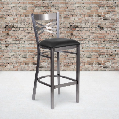 Flash Furniture Clear Coated ''X'' Back Metal Restaurant Barstool 3 Flash Furniture Clear Coated ''X'' Back Metal Restaurant Barstool