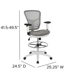 Flash Furniture Mid-Back Mesh Ergonomic Drafting Chair With Adjustable Chrome Foot Ring, Adjustable Arms -Flash Furniture GUEST ec0716f7 490a 40fa a6d6 0ccbf0fdb532