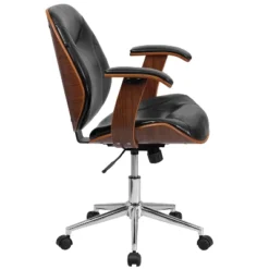 Flash Furniture Tansia Mid-Back Black LeatherSoft Executive Ergonomic Wood Swivel Office Chair With Arms -Flash Furniture GUEST ecfecfd7 e997 44cb b989 cd17c3519a93