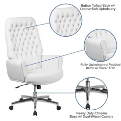 Flash Furniture High Back Traditional Tufted LeatherSoft Executive Swivel Office Chair With Silver Welt Arms -Flash Furniture GUEST ed00b353 4005 4c1b bc08 64435aa48424
