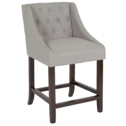 Flash Furniture Carmel Series 24" High Transitional Tufted Walnut Counter Height Stool With Accent Nail Trim -Flash Furniture GUEST ed5e3489 d044 483c abf5 b6f0b4bc7fb9