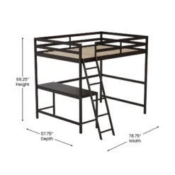 Flash Furniture Riley Loft Bed Frame With Desk, Wooden Bed Frame With Protective Guard Rails & Ladder For Kids And Teens -Flash Furniture GUEST ede2fa94 2702 48a0 baaa a355da124c0c