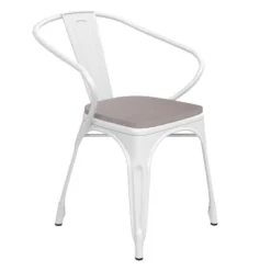 Flash Furniture Luna Commercial Grade Metal Indoor-Outdoor Stack Chair With Arms, All-Weather Polystyrene Seat And Vertical Slat Back -Flash Furniture GUEST ee87234b 567e 472a af4b 0b4505d7b222
