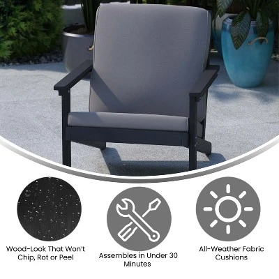 Flash Furniture Charlestown All-Weather Poly Resin Wood Adirondack Style Deep Seat Patio Club Chair With Cushions 7 Flash Furniture Charlestown All-Weather Poly Resin Wood Adirondack Style Deep Seat Patio Club Chair With Cushions - Image 5