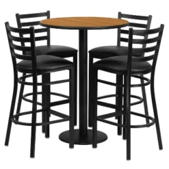 Flash Furniture 30'' Round Laminate Table Set With Round Base And 4 Ladder Back Metal Barstools -Flash Furniture GUEST eeb3dc01 fb51 4675 b1d1 21b405196e40