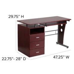 Flash Furniture Computer Desk With Three Drawer Single Pedestal And Pull-Out Keyboard Tray -Flash Furniture GUEST eede9e04 e8d8 46bf 9fca 627a02dab12d