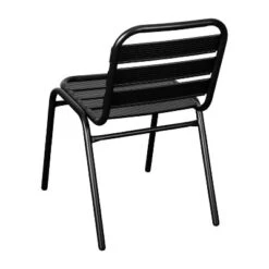 Flash Furniture Lila Aluminum Commercial Indoor-Outdoor Armless Restaurant Stack Chair With Triple Slat Back -Flash Furniture GUEST ef4a5bea 3bbb 406e adbd dda8c5bf94a2