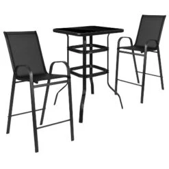 Flash Furniture Outdoor Dining Set - 2-Person Bistro Set - Outdoor Glass Bar Table With All-Weather Patio Stools -Flash Furniture GUEST efa448c3 297c 4742 8f60 ff8b4d352c73