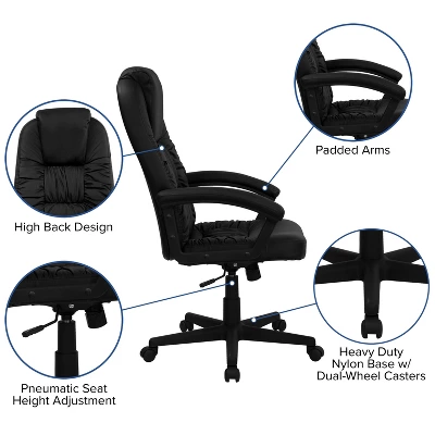 Flash Furniture Hansel High Back Black LeatherSoft Executive Swivel Office Chair With Arms 4 Flash Furniture Hansel High Back Black LeatherSoft Executive Swivel Office Chair With Arms - Image 2