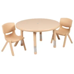 Flash Furniture 33" Round Plastic Height Adjustable Activity Table Set With 2 Chairs 16 Flash Furniture 33" Round Plastic Height Adjustable Activity Table Set With 2 Chairs -Flash Furniture GUEST f0585844 7f3c 489b a343 8c77ded8eae9