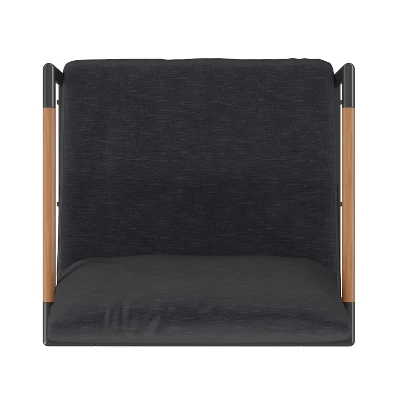 Flash Furniture Indoor/Outdoor Patio Chair With Cushions - Modern Aluminum Framed Chair With Teak Accented Arms 7 Flash Furniture Indoor/Outdoor Patio Chair With Cushions - Modern Aluminum Framed Chair With Teak Accented Arms - Image 5