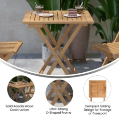 Flash Furniture Martindale Solid Acacia Wood 24 Inch Square Portable Folding Patio Table With Slatted Top And X Shaped Frame In Natural -Flash Furniture GUEST f10a7b69 e61f 4b08 aa16 1f4330236678