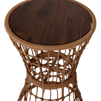 Flash Furniture Devon Indoor/Outdoor Natural Finish Rattan Rope Table With Acacia Wood Top, Fade And Weather Resistant 8 Flash Furniture Devon Indoor/Outdoor Natural Finish Rattan Rope Table With Acacia Wood Top, Fade And Weather Resistant - Image 6