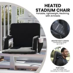 Flash Furniture Malta Portable Heated Reclining Stadium Chair With Armrests, Heated Padded Back & Heated Seat With Dual Storage Pockets And Backpack Straps -Flash Furniture GUEST f229c872 ad95 4eb4 976c 59f970b72b3a