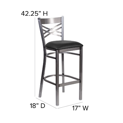 Flash Furniture Clear Coated ''X'' Back Metal Restaurant Barstool 5 Flash Furniture Clear Coated ''X'' Back Metal Restaurant Barstool - Image 3