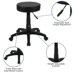 Flash Furniture Black Adjustable Doctors Stool On Wheels With Ergonomic Molded Seat -Flash Furniture GUEST f2f61cba 78e9 4278 9c4a 33ef2fefefb1