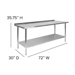 Flash Furniture Stainless Steel 18 Gauge Prep And Work Table With 1.5" Backsplash And Undershelf, NSF 15 Flash Furniture Stainless Steel 18 Gauge Prep And Work Table With 1.5" Backsplash And Undershelf, NSF -Flash Furniture GUEST f382c99b 89af 48ab 8dc2 441f35d72df9