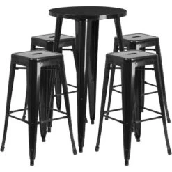 Flash Furniture Commercial Grade 24" Round Metal Indoor-Outdoor Bar Table Set With 4 Square Seat Backless Stools 11 Flash Furniture Commercial Grade 24" Round Metal Indoor-Outdoor Bar Table Set With 4 Square Seat Backless Stools -Flash Furniture GUEST f3baf37e 593e 4fa0 b311 9b79cc8bd72f
