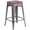 Flash Furniture 24" High Backless Clear Coated Metal Counter Height Stool With Square Wood Seat -Flash Furniture GUEST f3c3c595 a884 4a35 be8b 0b6a2866d671