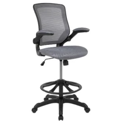 Flash Furniture Mid-Back Mesh Ergonomic Drafting Chair With Adjustable Foot Ring And Flip-Up Arms -Flash Furniture GUEST f3f6326b 5a54 4c6d 9c59 fcff4c2e71ba