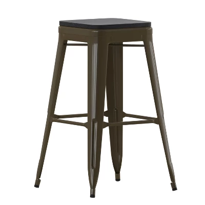 Flash Furniture Cierra Set Of 4 Commercial Grade 30" High Backless Metal Indoor Bar Height Stools With All-Weather Poly Resin Seats 15 Flash Furniture Cierra Set Of 4 Commercial Grade 30" High Backless Metal Indoor Bar Height Stools With All-Weather Poly Resin Seats - Image 13