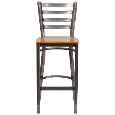Flash Furniture Clear Coated Ladder Back Metal Restaurant Barstool 10 Flash Furniture Clear Coated Ladder Back Metal Restaurant Barstool - Image 8
