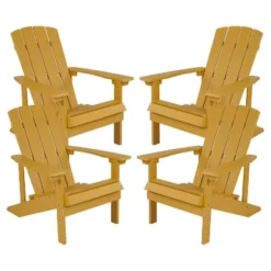 Flash Furniture Set Of 4 Charlestown All-Weather Poly Resin Wood Adirondack Chairs -Flash Furniture GUEST f4d990a6 1c55 4141 b94e f67af8b4bb72