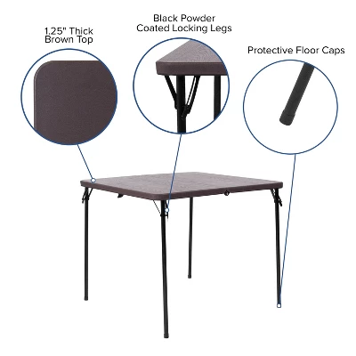 Flash Furniture 2.83-Foot Square Bi-Fold Plastic Folding Table With Carrying Handle 4 Flash Furniture 2.83-Foot Square Bi-Fold Plastic Folding Table With Carrying Handle - Image 2