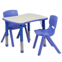 Flash Furniture 21.875"W X 26.625"L Rectangular Plastic Height Adjustable Activity Table Set With 2 Chairs -Flash Furniture GUEST f5c56560 2622 4040 bc8e 7ce9828ad495