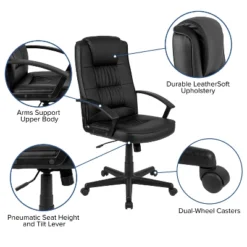 Flash Furniture Biscayne Flash Fundamentals High Back Black LeatherSoft-Padded Task Office Chair With Arms 25 Flash Furniture Biscayne Flash Fundamentals High Back Black LeatherSoft-Padded Task Office Chair With Arms -Flash Furniture GUEST f5e094f7 5eca 4f18 a5eb 67714eeb316e