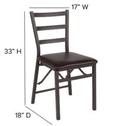 Flash Furniture HERCULES Series Brown Folding Ladder Back Metal Chair With Brown Vinyl Seat -Flash Furniture GUEST f66ec6f0 3786 48bd 8971 a6913a187680