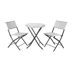 Flash Furniture Rouen Three Piece Folding French Bistro Set In PE Rattan With Metal Frames For Indoor And Outdoor Use -Flash Furniture GUEST f6805da0 94f6 4849 a37e 5d6dc7ba9f19