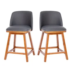 Flash Furniture Julia Set Of 2 Transitional Upholstered Counter Stools With Nailhead Trim And Solid Wood Frames -Flash Furniture GUEST f6a186bf 2844 4b44 ae96 5bf753057b3c