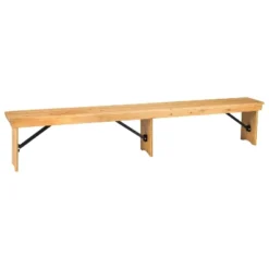 Flash Furniture HERCULES Series 8' X 12'' Solid Pine Folding Farm Bench With 3 Legs -Flash Furniture GUEST f6b0c9c3 e3c2 4f74 b27c c584cca9a41e