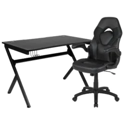Flash Furniture Gaming Desk And Racing Chair Set With Cup Holder, Headphone Hook & 2 Wire Management Holes -Flash Furniture GUEST f702ca34 7b2e 488d 91a4 37953ccf79a0