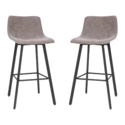 Flash Furniture Caleb Modern Armless 30 Inch Bar Height Commercial Grade Barstools With Footrests And Matte Iron Frames, Set Of 2 -Flash Furniture GUEST f74fa748 6bff 4c64 a765 2b809670bf60