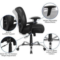 HERCULES Series 400 Lb. Capacity Big & Tall Swivel Task Chair Black Mesh - Flash Furniture -Flash Furniture GUEST f7de067e 81ff 4c46 9438 e579495f30b1