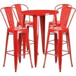 Flash Furniture Commercial Grade 30" Round Metal Indoor-Outdoor Bar Table Set With 4 Cafe Stools -Flash Furniture GUEST f8059b2e 7580 425f a5cc a86f571501cf