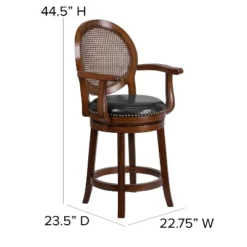 Flash Furniture 26'' High Expresso Wood Counter Height Stool With Arms, Woven Rattan Back And Black LeatherSoft Swivel Seat 13 Flash Furniture 26'' High Expresso Wood Counter Height Stool With Arms, Woven Rattan Back And Black LeatherSoft Swivel Seat -Flash Furniture GUEST f8e90857 bf42 4770 9b8e f338b8d535f5