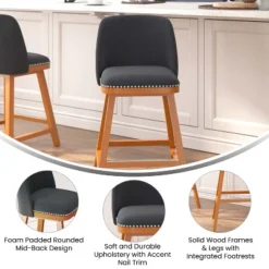 Flash Furniture Julia Set Of 2 Transitional Upholstered Counter Stools With Nailhead Trim And Solid Wood Frames -Flash Furniture GUEST f93f4ef7 d8d4 489f bf4c 34de67ad4441