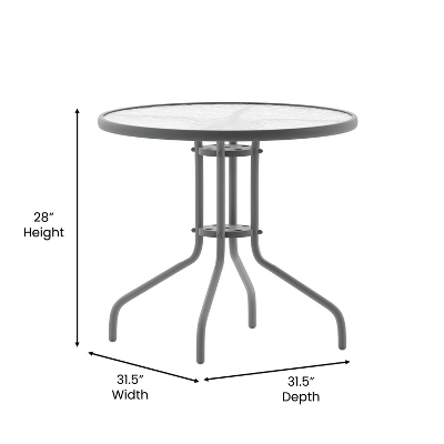 Flash Furniture Bellamy 31.5'' Silver Round Tempered Glass Metal Table 8 Flash Furniture Bellamy 31.5'' Silver Round Tempered Glass Metal Table - Image 6