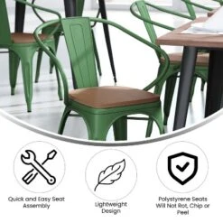 Flash Furniture Luna Commercial Grade Metal Indoor-Outdoor Stack Chair With Arms, All-Weather Polystyrene Seat And Vertical Slat Back -Flash Furniture GUEST f9d05813 8d24 4a04 84dd 9ea3d268062f