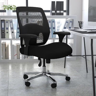 Flash Furniture HERCULES Series 24/7 Intensive Use Big & Tall 500 Lb. Rated Black Mesh Executive Ergonomic Office Chair With Ratchet Back 3 Flash Furniture HERCULES Series 24/7 Intensive Use Big & Tall 500 Lb. Rated Black Mesh Executive Ergonomic Office Chair With Ratchet Back