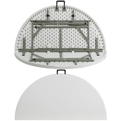 Flash Furniture 4-Foot Round Bi-Fold Granite White Plastic Banquet And Event Folding Table With Carrying Handle 6 Flash Furniture 4-Foot Round Bi-Fold Granite White Plastic Banquet And Event Folding Table With Carrying Handle - Image 4