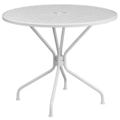 Flash Furniture Oia Commercial Grade 35.25" Round Indoor-Outdoor Steel Patio Table With Umbrella Hole -Flash Furniture GUEST fb42bce3 2b73 45eb ba83 db159e2a1d7c