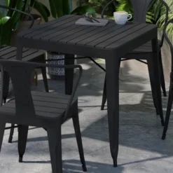 Flash Furniture All-Weather Resin Top Square Table & 4 Metal Chairs With Poly Resin Seats-Black 16 Flash Furniture All-Weather Resin Top Square Table & 4 Metal Chairs With Poly Resin Seats-Black -Flash Furniture GUEST fc56a9b0 4540 49a2 8901 c3eeaeb2a6fb