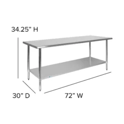 Flash Furniture Stainless Steel 18 Gauge Prep And Work Table With Undershelf - NSF Certified -Flash Furniture GUEST fc8e0216 d686 4ec7 904d 3f04dcab87d8